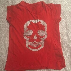 Red Zadig and Voltaire Skull strass T-shirt